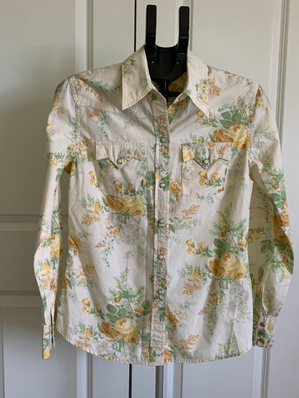 Lucky Brand Vintage Western Cowgirl Long Sleeve Floral Snap Front Shirt Large